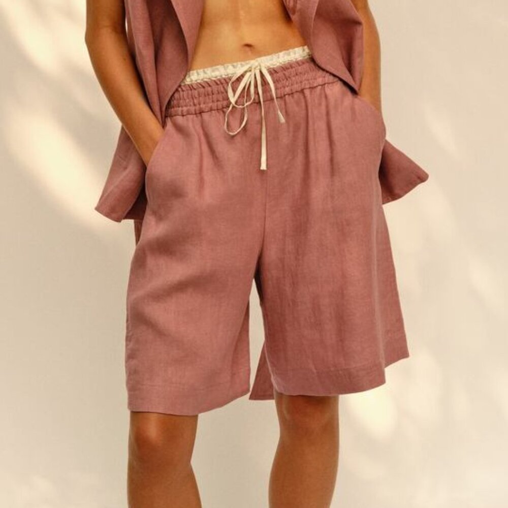 Zara Linen Bermuda Shorts with Underwear Waist